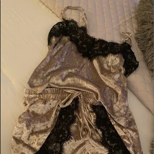 velvet and lace pj set